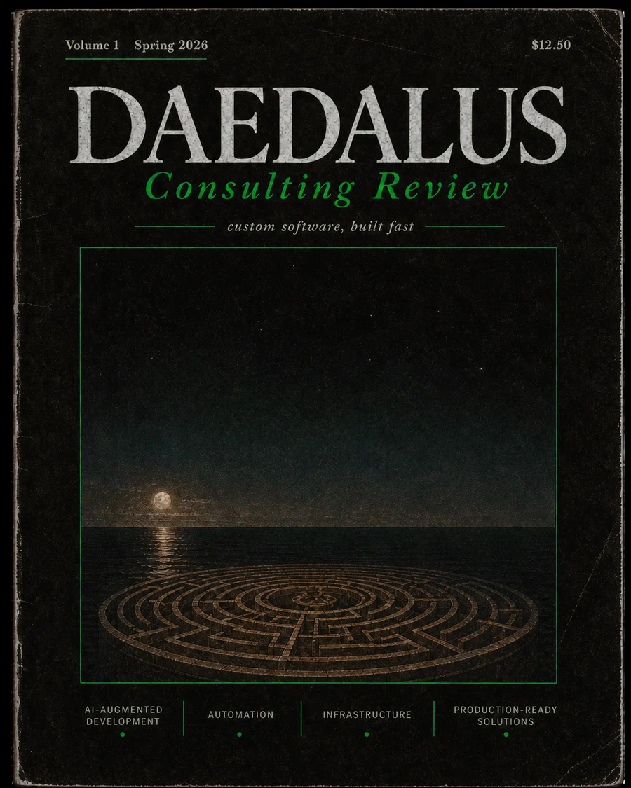 Moonlit labyrinth at sea on a dark magazine cover